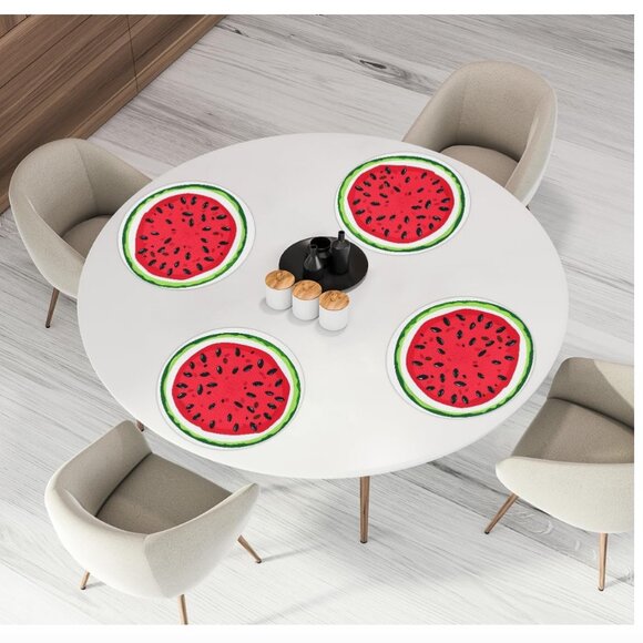 DXTKWL Watermelon Slice Round Woven Braided Set of 4 PLACEMATS - Picture 7 of 7